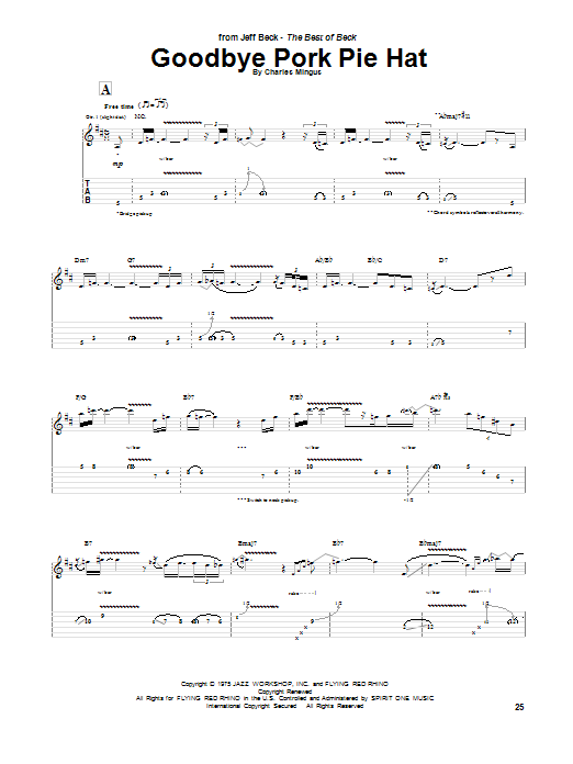 Goodbye Pork Pie Hat (Guitar Tab) von Jeff Beck