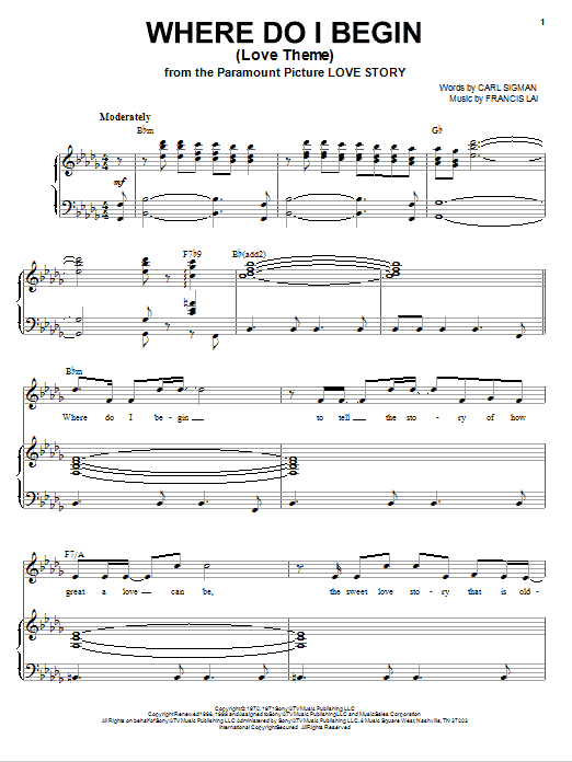 Where Do I Begin (Love Theme) (Piano & Vocal) von Andy Williams