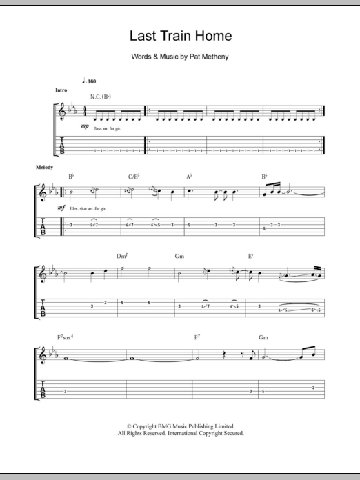 Last Train Home (Guitar Tab) von Pat Metheny