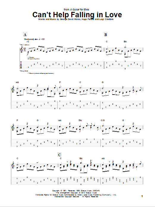 Can't Help Falling In Love (Guitar Tab) von Doug Smith