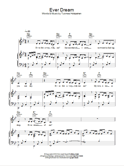 Ever Dream (Piano, Vocal & Guitar Chords) von Nightwish