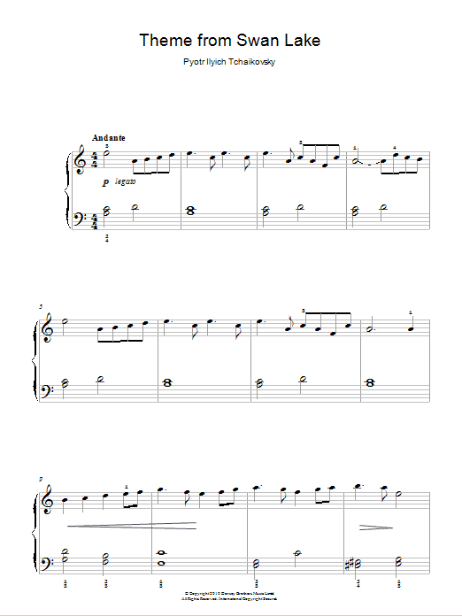 Swan Lake, Op. 20 (Theme) (Easy Piano) von Pyotr Il'yich Tchaikovsky