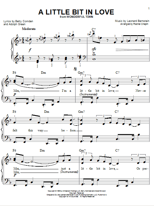 A Little Bit In Love (Easy Piano) von Leonard Bernstein