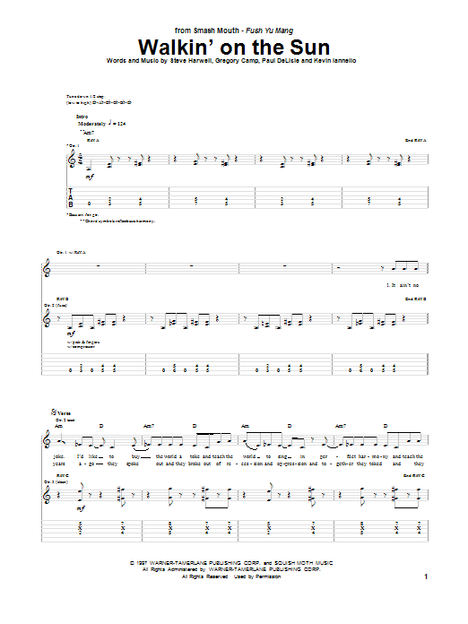 Walkin' On The Sun (Guitar Tab) von Smash Mouth