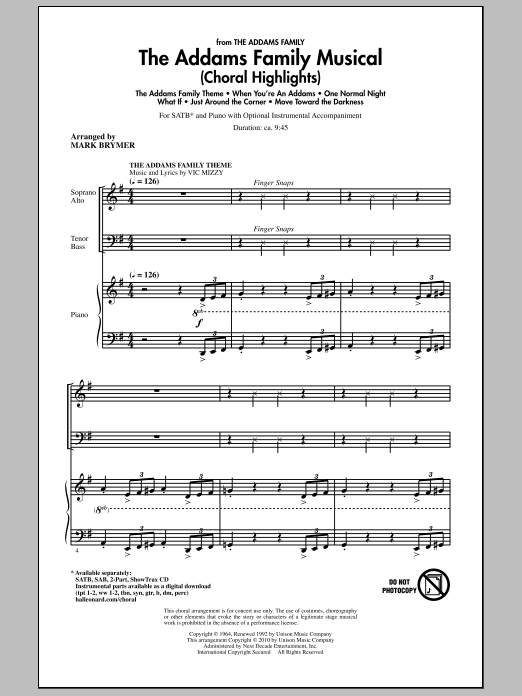 The Addams Family Musical (Choral Highlights) (SATB Choir) von Mark Brymer