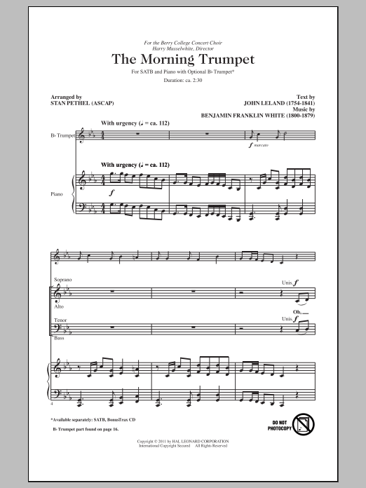 The Morning Trumpet (SATB Choir) von Stan Pethel