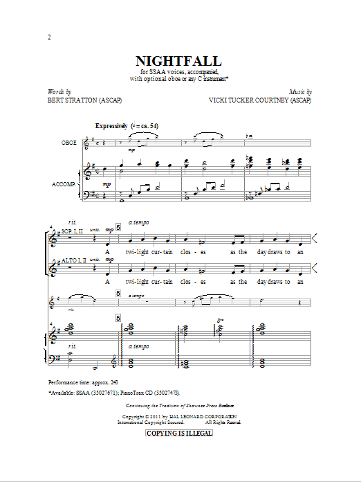 Nightfall (SSA Choir) von Bert Stratton