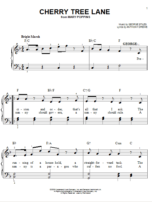 Cherry Tree Lane (Easy Piano) von Anthony Drewe