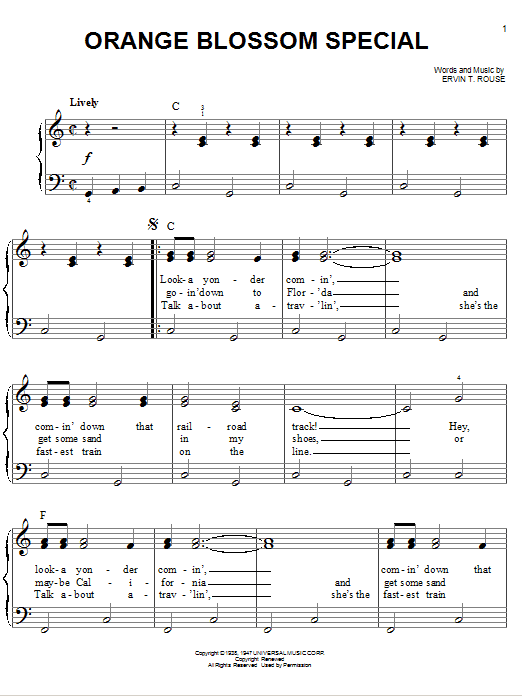 Orange Blossom Special (Easy Piano) von Johnny Cash