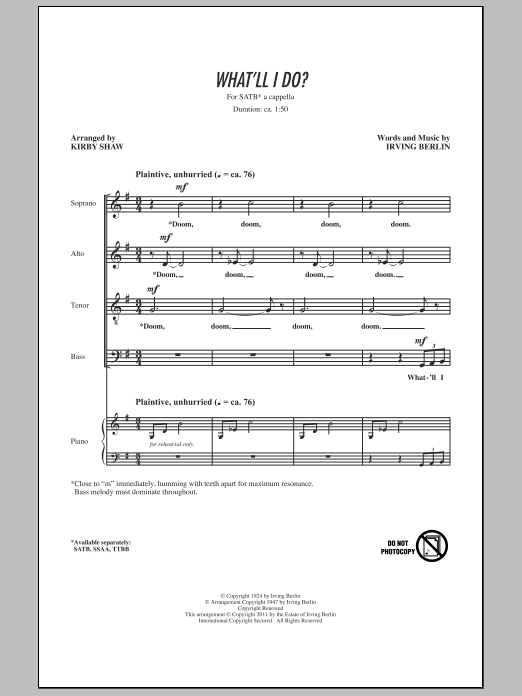 What'll I Do (SATB Choir) von Kirby Shaw