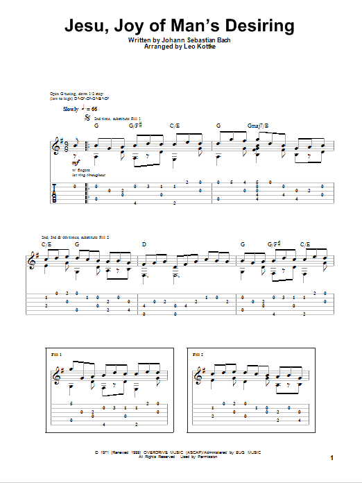 Jesu, Joy Of Man's Desiring (Guitar Tab (Single Guitar)) von Leo Kottke
