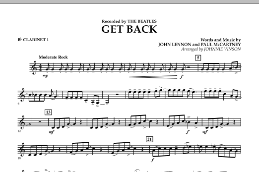 Get Back - Bb Clarinet 1 (Concert Band) von Johnnie Vinson