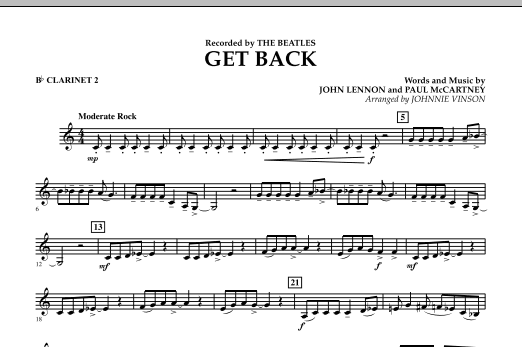 Get Back - Bb Clarinet 2 (Concert Band) von Johnnie Vinson