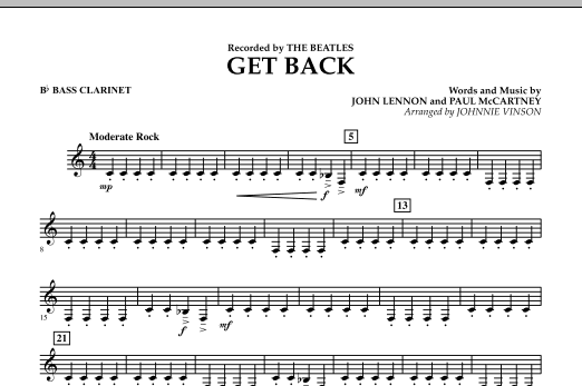 Get Back - Bb Bass Clarinet (Concert Band) von Johnnie Vinson