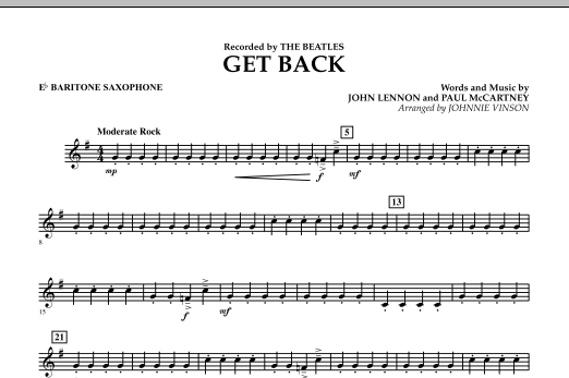 Get Back - Eb Baritone Saxophone (Concert Band) von Johnnie Vinson