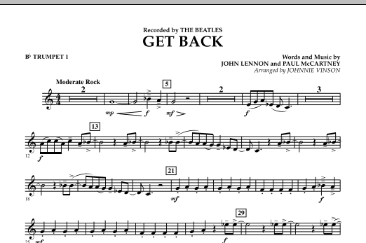 Get Back - Bb Trumpet 1 (Concert Band) von Johnnie Vinson
