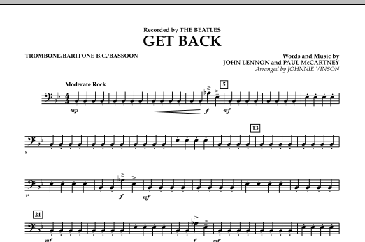 Get Back - Trombone/Baritone B.C./Bassoon (Concert Band) von Johnnie Vinson