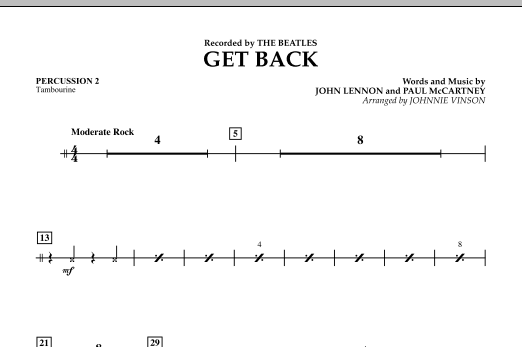 Get Back - Percussion 2 (Concert Band) von Johnnie Vinson