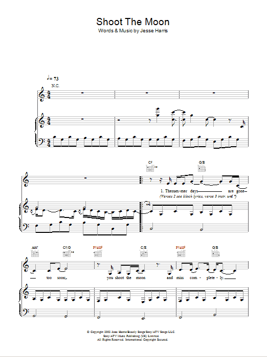 Shoot The Moon (Piano, Vocal & Guitar Chords) von Norah Jones
