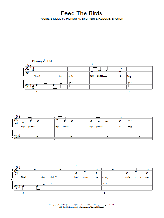 Feed The Birds (Tuppence A Bag) (from Mary Poppins) (Easy Piano) von Sherman Brothers