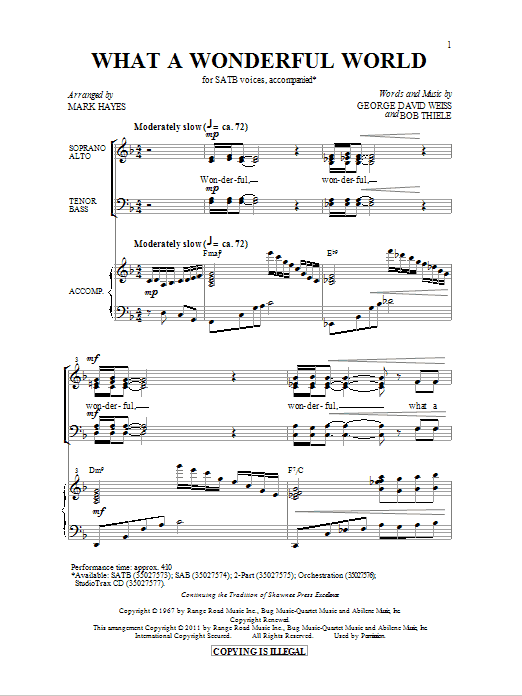 What A Wonderful World (SATB Choir) von Mark Hayes