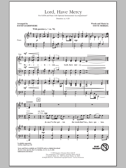 Lord Have Mercy (SATB Choir) von David Giardiniere