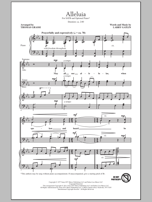 Alleluia (SATB Choir) von Thomas Grassi