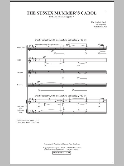 Sussex Carol (SATB Choir) von Greg Gilpin
