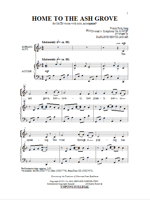 Home To The Ash Grove (SATB Choir) von Earlene Rentz
