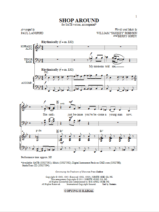 Shop Around (SATB Choir) von Paul Langford
