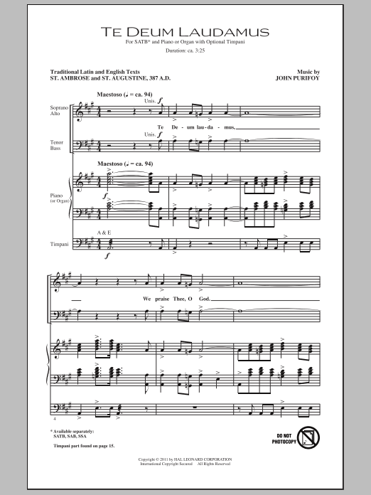 Te Deum Laudamus (SATB Choir) von John Purifoy