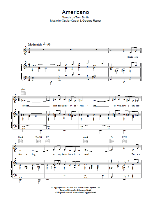 Americano (Piano, Vocal & Guitar Chords) von Xavier Cugat