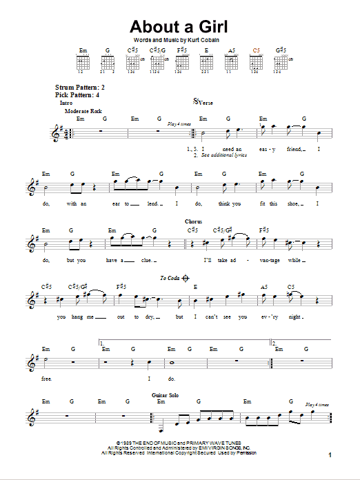 About A Girl (Easy Guitar) von Nirvana