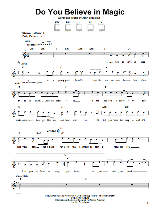 Do You Believe In Magic (Easy Guitar) von The Lovin' Spoonful