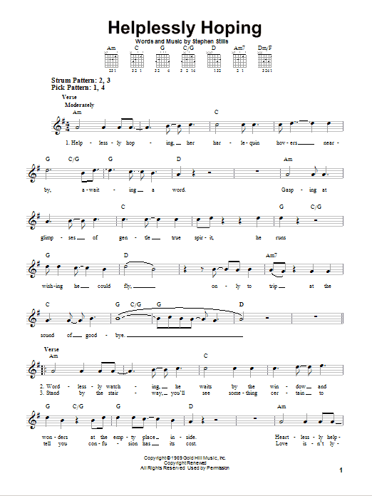 Helplessly Hoping (Easy Guitar) von Crosby, Stills & Nash