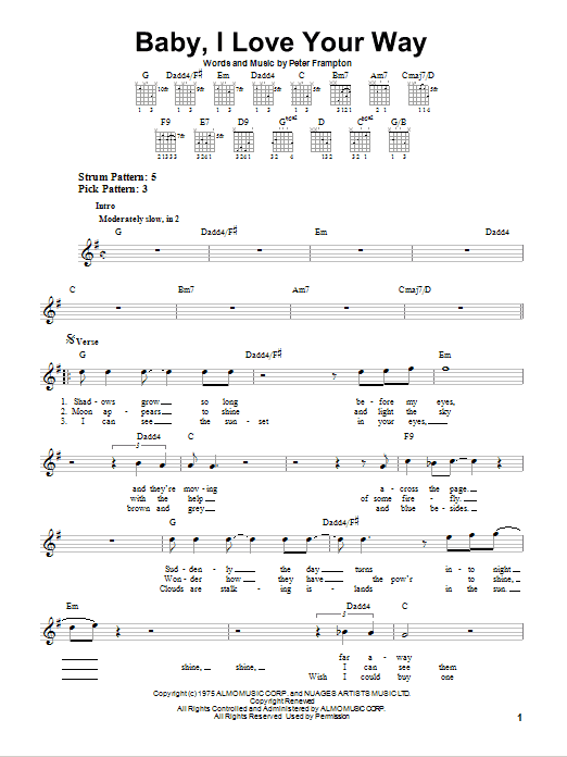 Baby, I Love Your Way (Easy Guitar) von Peter Frampton