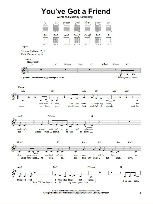 You've Got A Friend (Easy Guitar) von James Taylor