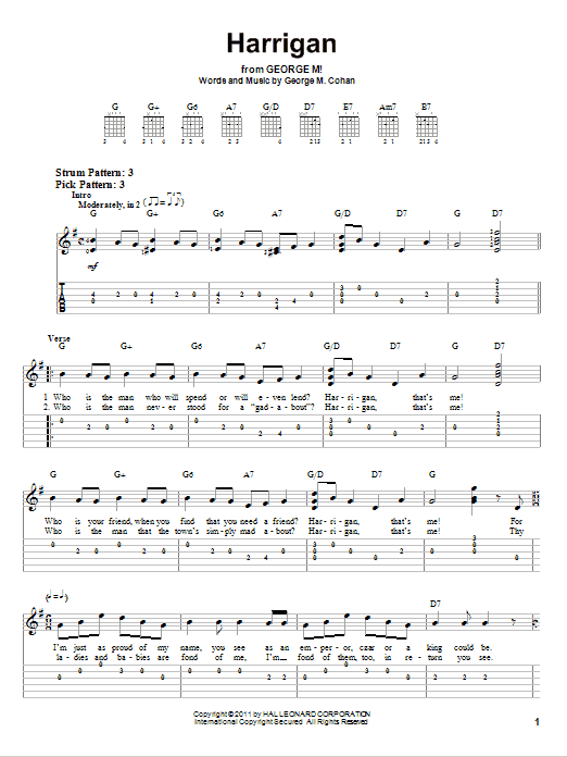 Harrigan (Easy Guitar Tab) von George M. Cohan