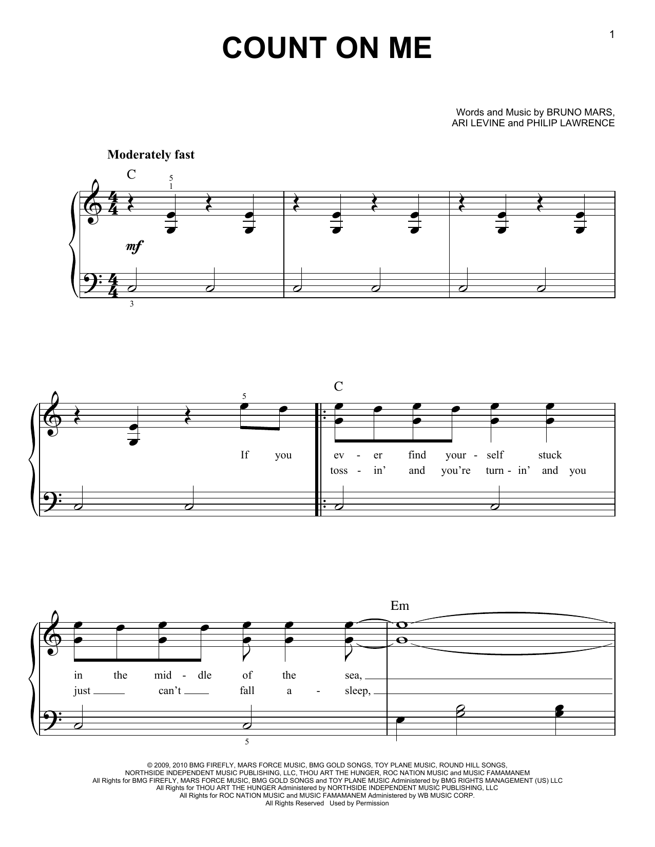 Count On Me (Easy Piano) von Bruno Mars