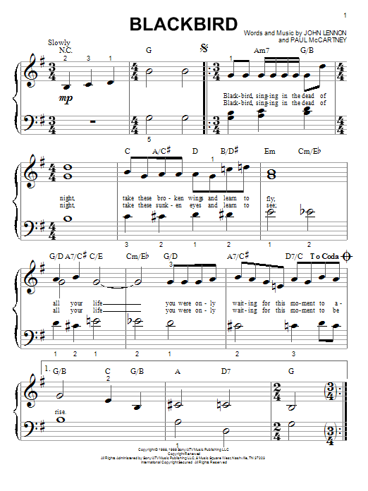 Blackbird (Big Note Piano) von The Beatles