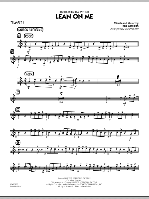 Lean On Me - Trumpet 1 (Jazz Ensemble) von John Berry