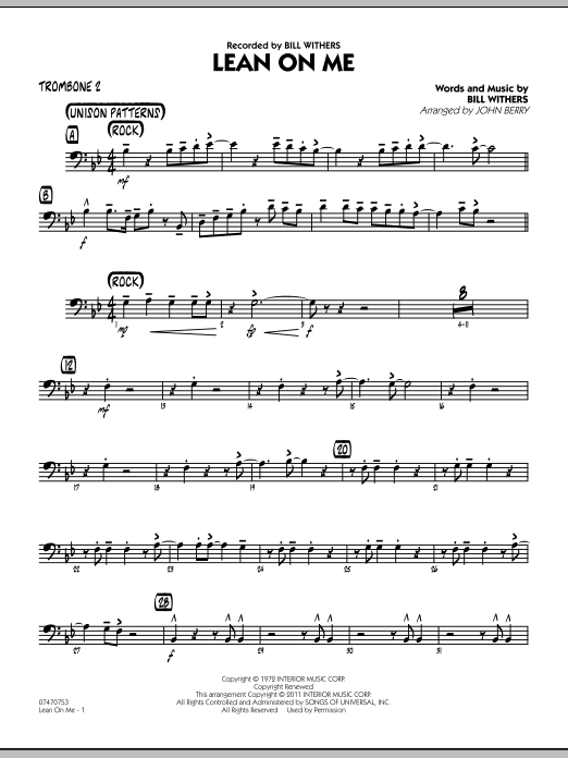 Lean On Me - Trombone 2 (Jazz Ensemble) von John Berry