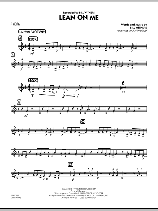 Lean On Me - F Horn (Jazz Ensemble) von John Berry