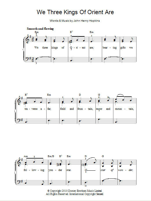 We Three Kings Of Orient Are (Easy Piano) von John H. Hopkins, Jr.