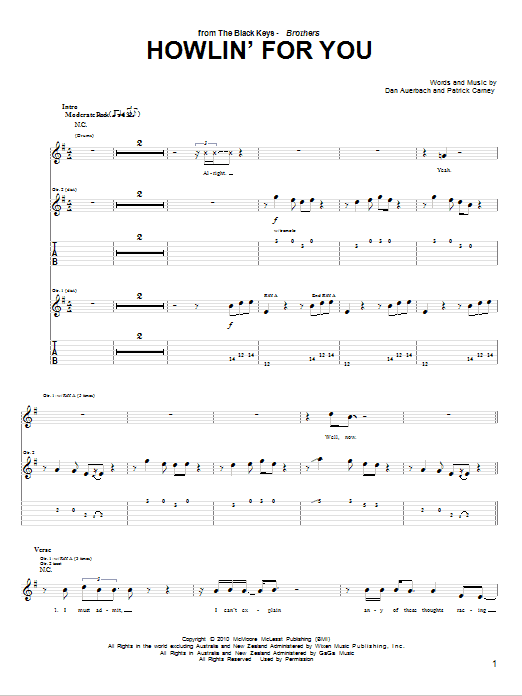 Howlin' For You (Guitar Tab) von The Black Keys