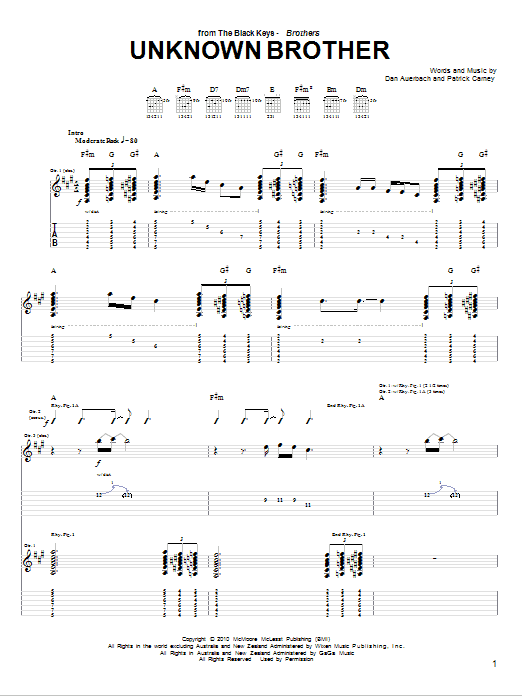 Unknown Brother (Guitar Tab) von The Black Keys