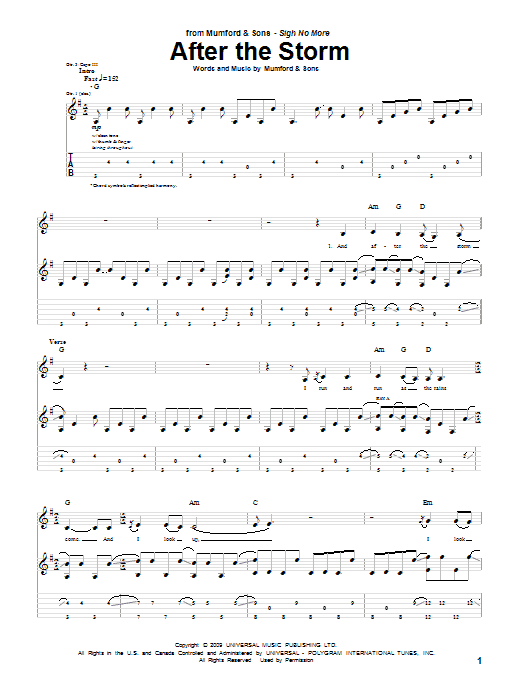 After The Storm (Guitar Tab) von Mumford & Sons