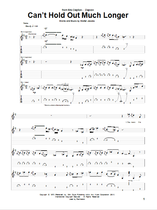 Can't Hold Out Much Longer (Guitar Tab) von Eric Clapton