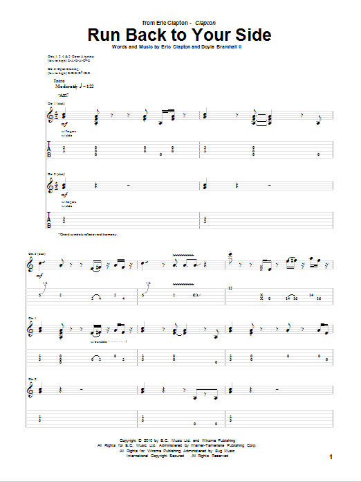 Run Back To Your Side (Guitar Tab) von Eric Clapton