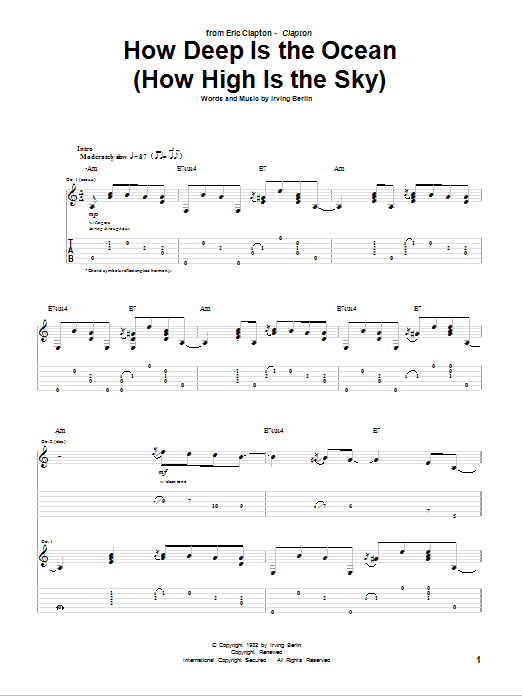 How Deep Is The Ocean (How High Is The Sky) (Guitar Tab) von Eric Clapton